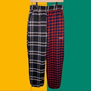 COLLUSION ASOS Unisex Skater Fit Spliced Check Pants Size M
